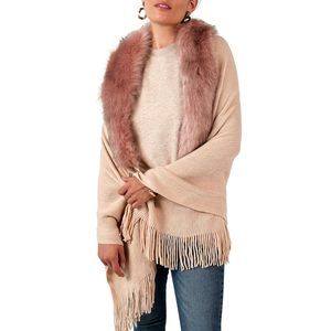 Women's Shawl Wrap Poncho Ruana Cardigan Stylish Cape Fuax Fur Sweater Fuzzy✋